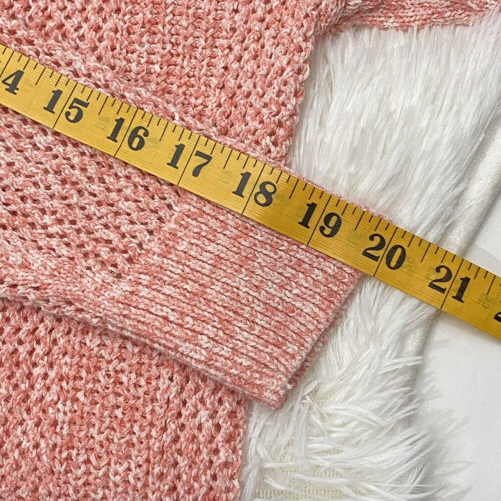 Gap Sweater Size L Spring Loose Knit Pull-Over Coral/White Long Sleeved - Picture 8 of 8